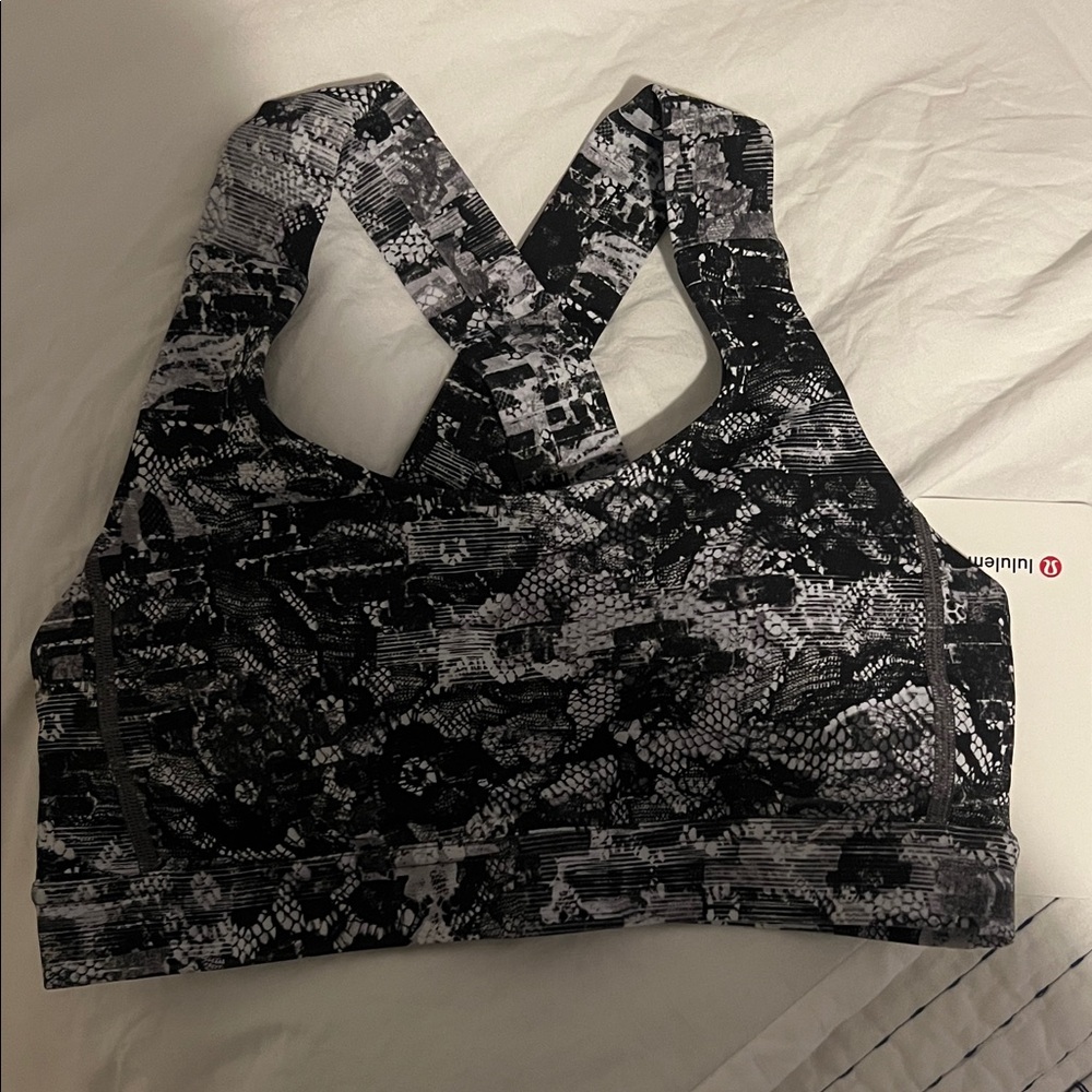 Lululemon All Sports Bra III black and white lacey print